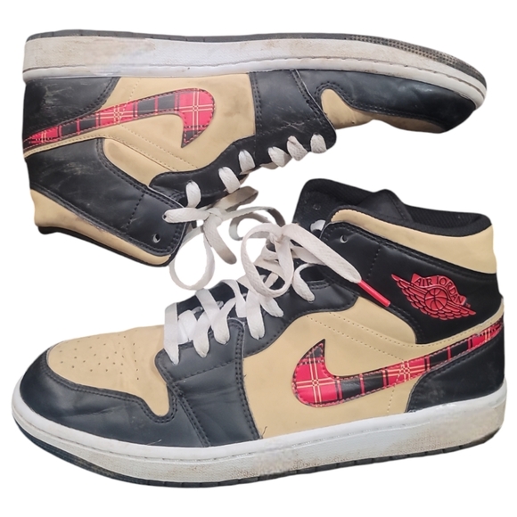 Nike Air Jordan 1 mid se tartan Swoosh basketball shoes athletic sneakers 10 - Picture 2 of 8